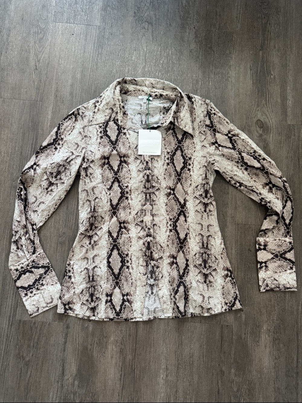pistola Beige and Brown Snake-Print Button Down Shirt